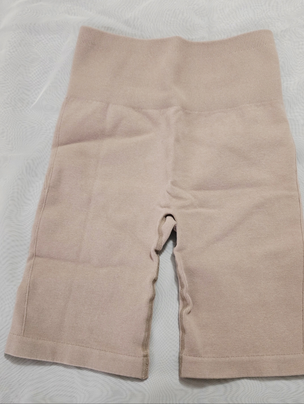 Everlane Nude Beige High Waisted Biker Shorts